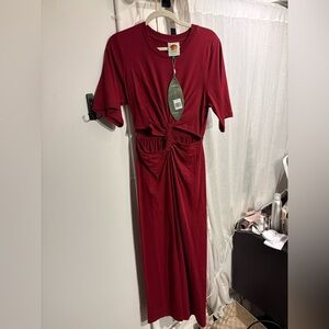 FARM Rio Burgundy Midi Dress